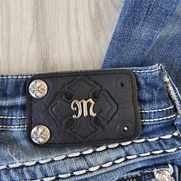 Miss Me Blue Boot Cut Jeans with White Stitching - Picture 5 of 5